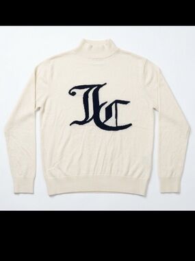 Juicy Couture vintage size L Cream Sweater with Navy Monogram Y2K
